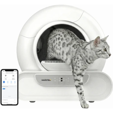 Haustier MSP08 Akıllı Otomatik Kedi Tuvaleti, App ile Uzaktan Kontrol, 65LT Hazne, Uv Sterilazyon,