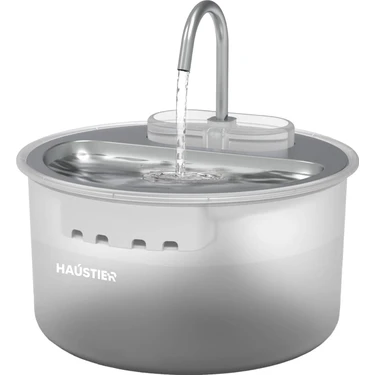 Haustier WF009LS Otomatik Kedi Su Sebili,kedi Su Çeşmesi, Su Pınarı 3.5lt Geniş Hazne, Çelik Tabla,