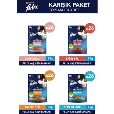 Felix Karışık Yetişkin Yaş Kedi Maması 104 X 85