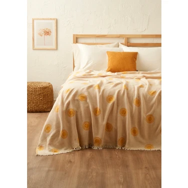 Sunny Pamuklu Çift Kişilik Yatak Örtüsü Sarı (200X220