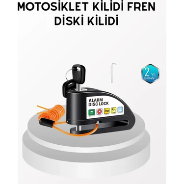 Epilons Anti Hırsızlık 110 Db Alarm Disk Fren Kilidi Suya Dayanıklı Çelik Güvenlik