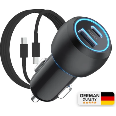 Woyax Araç Şarj Aleti Çakmaklık Type-C + USB Girişli Kablolu Set