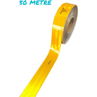 Rm Tüvtürk Onaylı Reflektör Fosforlu Düz Şerit Bant  Sarı 50 Metre E8