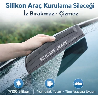 Polham 30CM Premium Silikon Araç Kurulama Sileceği – Iz Bırakmaz, Çizmez,cam, Ayna ve Duşakabin