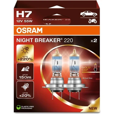 Osram H7 Night Breaker 220 12V %220 Fazla Işık 1