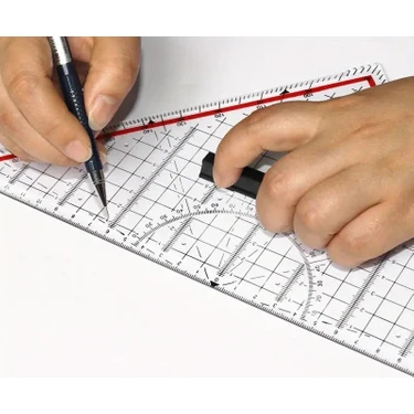 Albertos Geoderik Üçgen Cetvel Tekstil Teknik Çizim ve Gemici Için Set Square Gönye 32 cm