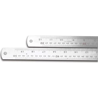 Kraf 30 cm Kırmızı Çelik Cetvel - Düz Tasarım, Santimetre ve Düyüm
