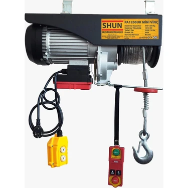 Shun Uzaktan Kumandalı Vinç 600/1200 Kg Halatlı Kaldırma Kapasitesi 220V Güç