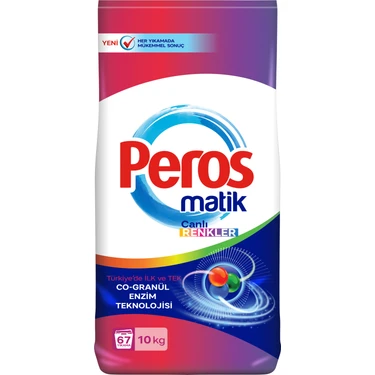 Peros 10 kg Canlı Renkler Toz Çamaşır Deterjan 58 Yıkama Standart Koku ile Etkili