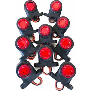 Net Oto Market Mini Takoz Lamba 12 Ledli Sarı-Kırmızı 10 Lu Paket 12-24 Volt
