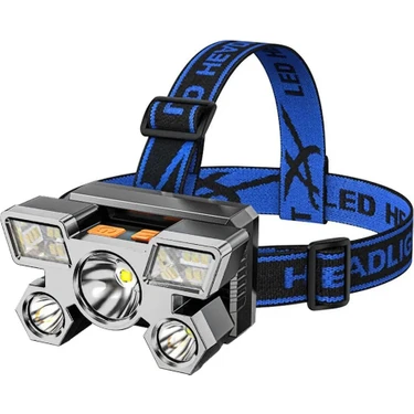 Nemere Şarjlı 5 LED 4 Modlu Cob LED Avcı Balıkçı Kamp Süper Kafa Lambası Model
