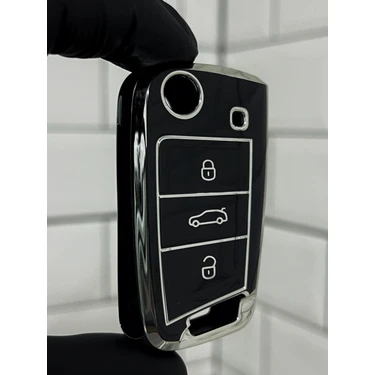 Barkas Elektronik Volkswagen T-Roc Taigo T-Cross Polo Golf Tiguan Passat Sustalı Anahtar Kılıfı