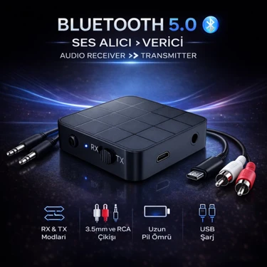 Polham Bluetooth 5.0 Ses Alıcı ve Verici Rx/tx | Tv Için Kablosuz Kulaklık Adaptörü | 3.5mm & Rca