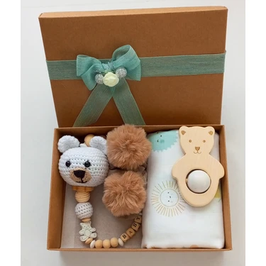 Style Baby Amazing Beyaz Örgü Ayıcık Hediye Seti, Unisex Yenidoğan Bebek İçin Kişiselleştirilebilir