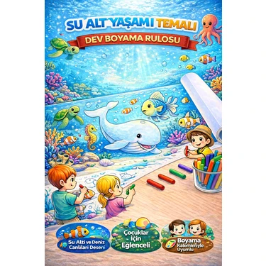 Haydi Dekor 🌊🐠 Su Altı Dünyası Dev Boyama Rulosu (5 Metre) | Okyanus Canlıları – Balıklar – Deniz