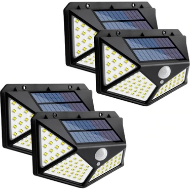 Gaman 4 Adet 100 LED Solar Güneş Enerjili Hareket Sensörlü Bahçe Garaj Ev Aydınlatma