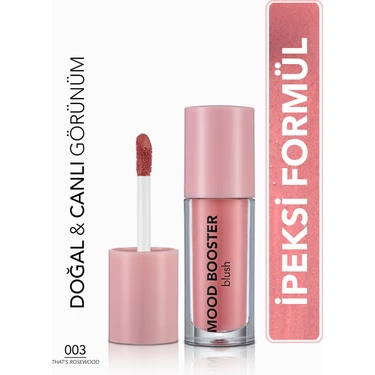 Flormar Mood Booster Doğal Görünüm Veren Yoğun Pigmentli Likit Allık (003 That's Rosewood)