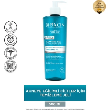Bioxcin Acnium 500 ml Sebum Dengeleyici Yüz Yıkama Jeli Unisex Arındırıcı