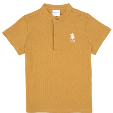 U.S. Polo Assn. Erkek Çocuk Hardal Bisiklet Yaka Tişört