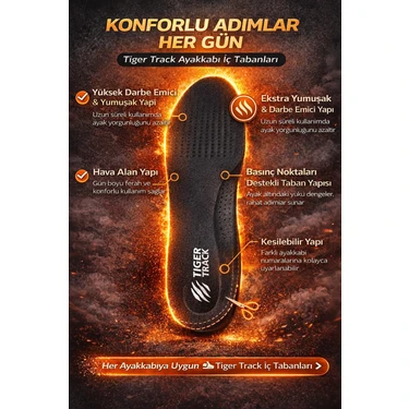 Tıger Track Flexistep Spor ve Günlük Kullanım Için Ultra Konforlu Ortopedik Ayakkabı Tabanlığı
