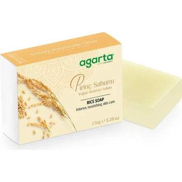 Agarta Doğal El Yapımı Pirinç Sabunu - Yoğun Besleyici ve Cilt Aydınlatıcı, 150 g, Bitkisel