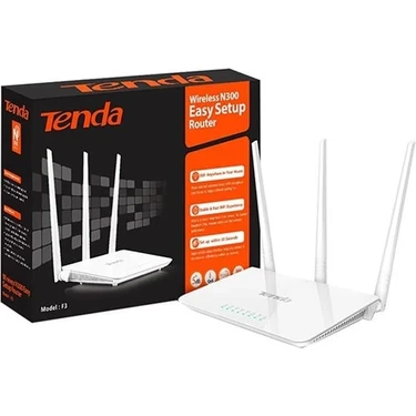 Derin Stok Tenda F3 4 Port 300 Mbps 3 Antenli Access Point Router Beyaz
