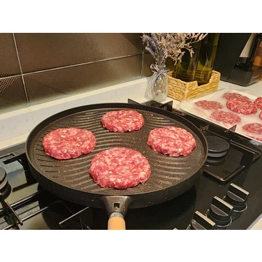 Culinal Çift Taraflı Döküm Granit 36CM 4mm Kalın Taban Gözleme Bazlama Pizza Grill Izgara