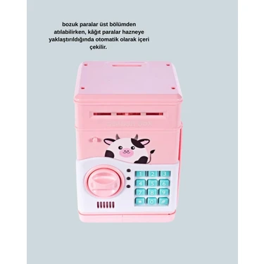 isiltikidsmoda Pembe Şifreli Eğitici Atm Kasa Çocuk Kumbarası -