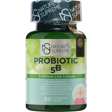 Nature's Supreme Probiotic 5B 30 Kapsül 5 Milyar Canlı Kültür İçeren Sporcu
