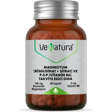 Venatura Magnezyum (Bisglisinat+Sitrat) ve P5P (Vitamin B6) 60