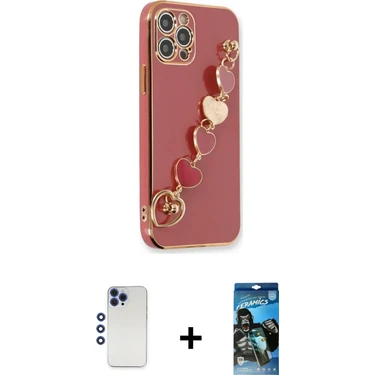 BUTİMAR'S iPhone 12 Pro Max Nova Işık Prime - Siyah 34D Izgaralı Cam + Lacivert Shine Kamera