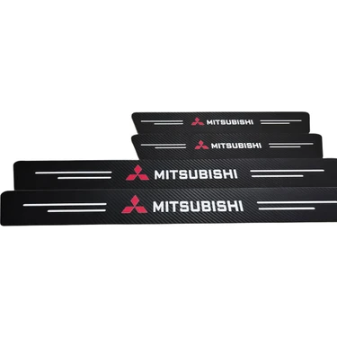 Autowise Mitsubishi Logolu Uyumlu Karbon Kapı Eşiği Koruyucu Bant Folyo 4'lü