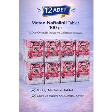 Uravas Store Metan Naftalinli Tablet 100 gr Güve Önleyici Dolap ve Çekmece Koruyucu 12